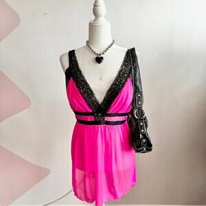 Vintage‎ Pink Lace Babydoll Top Romantic Fairycore Y2K 2000s Coquette XL